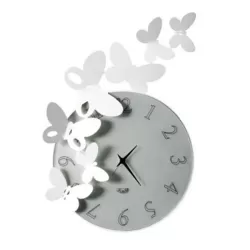 Orologio Butterfly Tondo, Bianco - Arti e Mestieri