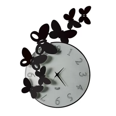 Orologio Butterfly Tondo, Nero Goffrato - Arti e Mestieri