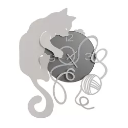 Orologio Gatto Gomitolo, Bianco - Arti e Mestieri