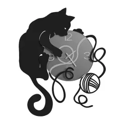 Orologio Gatto Gomitolo, Nero - Arti e Mestieri