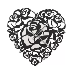Orologio Cuore Rose, Nero - Arti e Mestieri