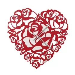 Orologio Cuore Rose, Rosso - Arti e Mestieri