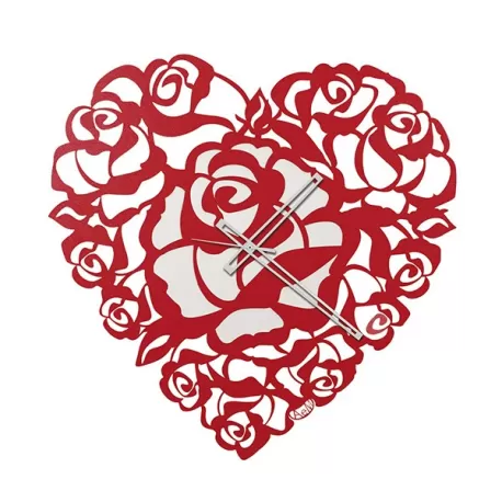 Orologio Cuore Rose, Rosso - Arti e Mestieri