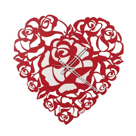 Orologio Cuore Rose, Rosso - Arti e Mestieri
