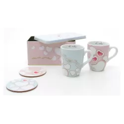 Set 2 mug con 2 sottotazze in una scatola in latta Amore - Thun