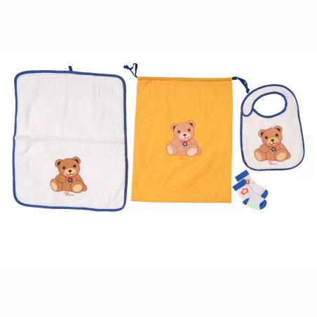 Sacca asilo nido Teddy boy (sacca, asciugamano, bavaglino, calzini antiscivolo 12 mesi) - Thun
