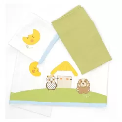 Set lenzuola lettino fattoria cagnolino e gufetto - Thun