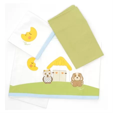 Set lenzuola lettino fattoria cagnolino e gufetto - Thun
