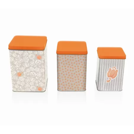 Set 3 scatole in latta allover tulip - Thun