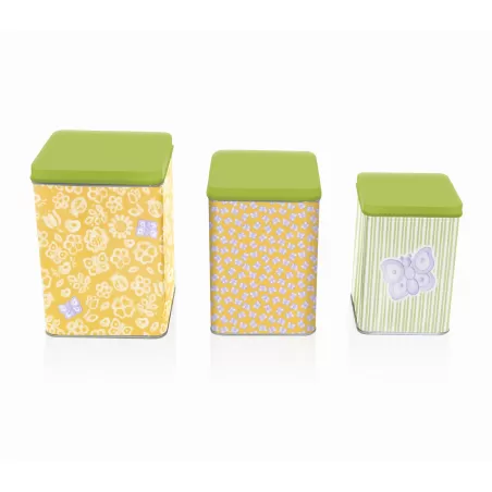 Set 3 scatole in latta allover butterfly - Thun