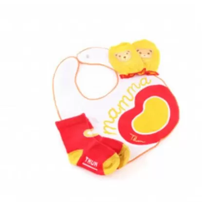 Confezione regalo bavaglino "I love mummy" + guantini antigraffio + calzini - Thun