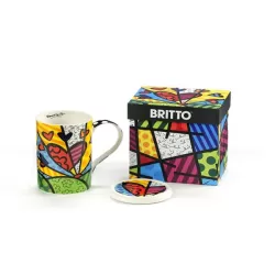 Boccale con coperchio/sottobicchiere "A New Day" - Romero Britto