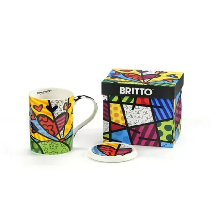 Boccale con coperchio/sottobicchiere "A New Day" - Romero Britto