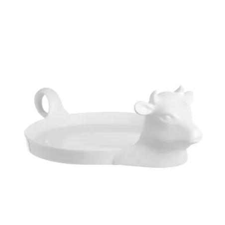 Fattoria, vassoio mucca per formaggio/burro d Cm. 16 - La Porcellana Bianca