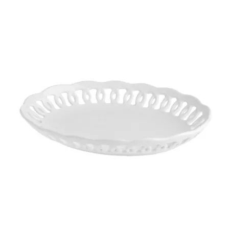 Firenze, Piattino ovale traforato Cm. 20 - La Porcellana Bianca