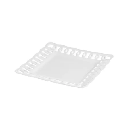 Firenze, Piatto quadrato traforato Cm. 20 - La Porcellana Bianca