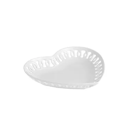 Firenze, Piatto cuore traforato Cm. 21 - La Porcellana Bianca