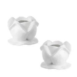 Leopoldina, Set 2 candelieri rosa Cm. 6,5 - La Porcellana Bianca