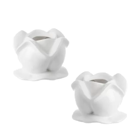 Leopoldina, Set 2 candelieri rosa Cm. 6,5 - La Porcellana Bianca