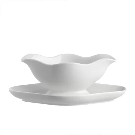 Menage, Salsiera con piatto Cm. 23 - La Porcellana Bianca