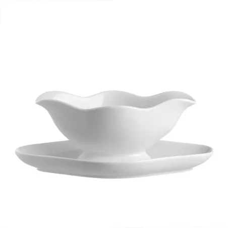 Menage, Salsiera con piatto Cm. 23 - La Porcellana Bianca