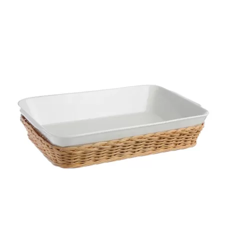 Midollino, Supporto anghiari teglia lasagne Cm. 30x22xh.7,5 - La Porcellana Bianca