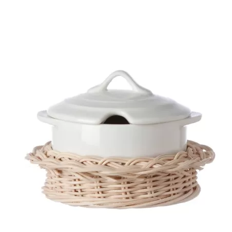 Midollino, Supporto menage formaggiera Cm. 11 - La Porcellana Bianca