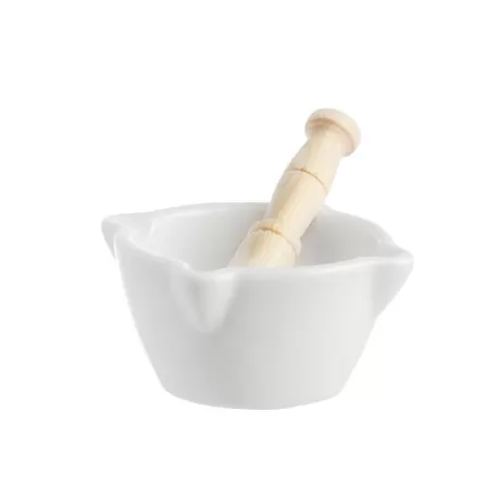 Preparazione, Mortaio mignon con pestello legno Cm. 6 - La Porcellana Bianca