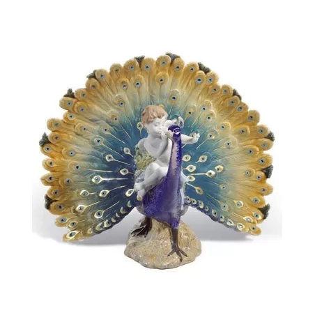 Angelo con pavone reale - Lladrò