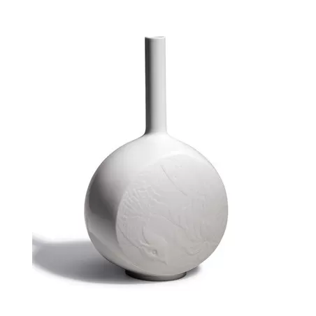 Canvas vase bird scene (white) - Lladrò