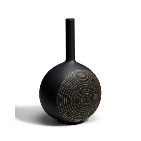 Canvas vase tree rings (black) - Lladrò