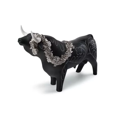 Toro fiorito (bianco e argento) - Lladrò