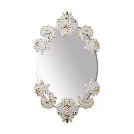 Specchio ovale senza cornice(bianco/oro) - Lladrò
