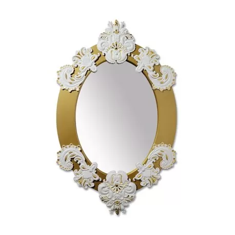 Specchio ovale (bianco / oro) - Lladrò