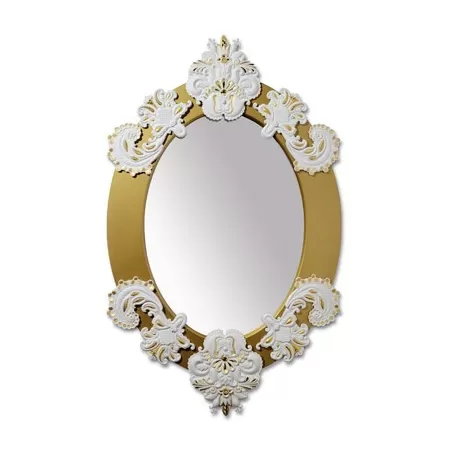 Specchio ovale (bianco / oro) - Lladrò