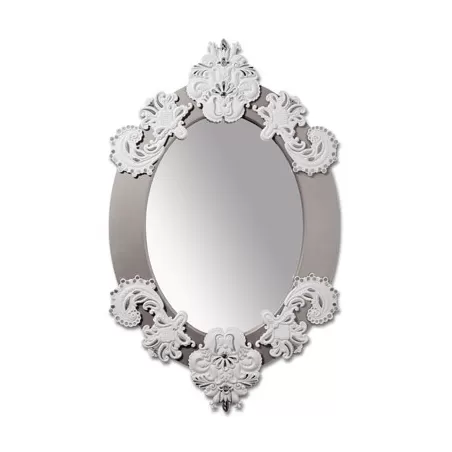 Specchio ovale (bianco / argento) - Lladrò