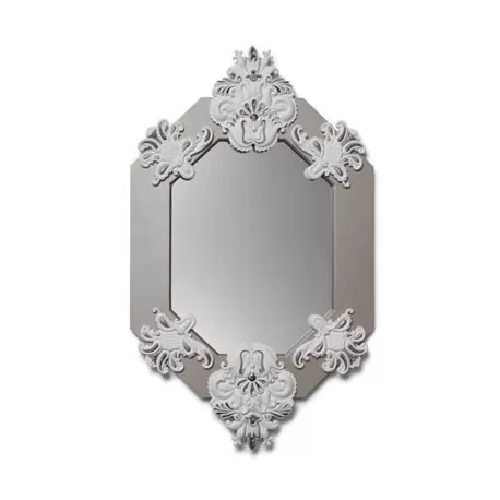 Specchio ottagonale (bianco / argento) - Lladrò