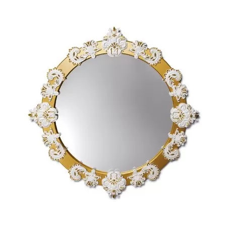 Specchio  rotondo grande (bianco / oro) - Lladrò