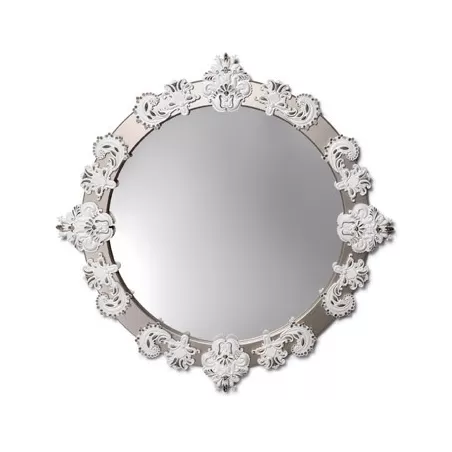 Specchio rotondo grande (bianco/argento) - Lladrò