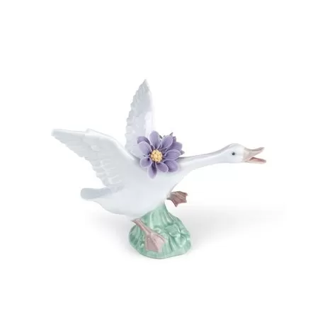 Papera che salta con dalia viola - Lladrò