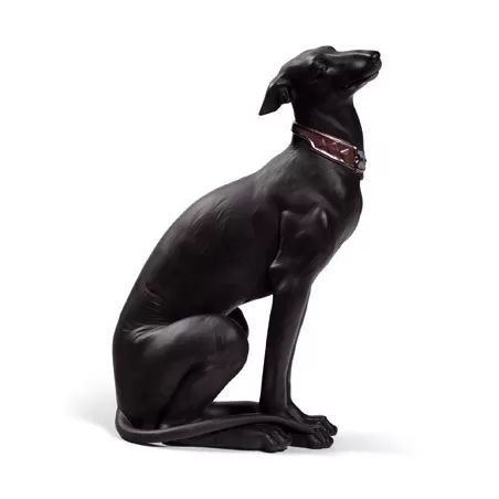 Levriero attento (nero) - Lladrò
