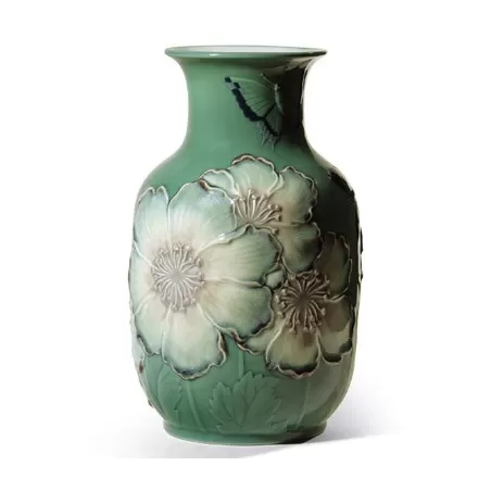 Vaso alto con papaveri (verde) - Lladrò