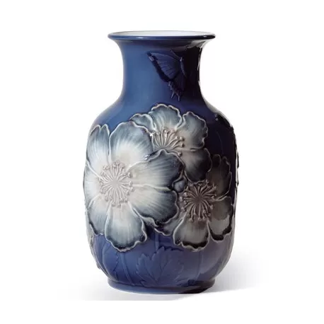 Vaso alto con papaveri (azzurro) - Lladrò