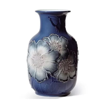 Vaso alto con papaveri (azzurro) - Lladrò
