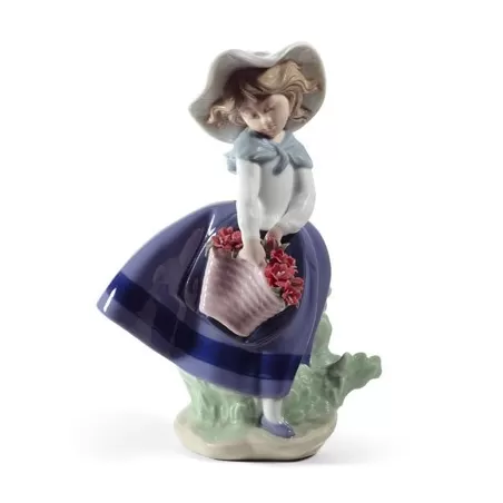 Ragazza con borsa (garofani) - Lladrò