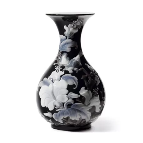 Vaso con passerotti (nero) - Lladrò