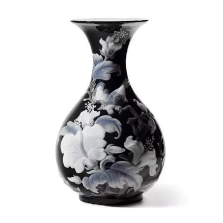 Vaso con passerotti (nero) - Lladrò