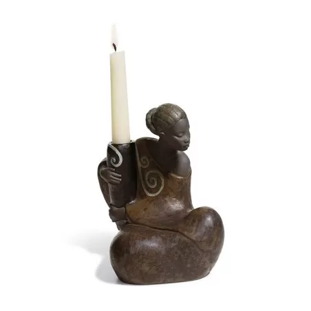 Africana con vaso portacandele - Lladrò