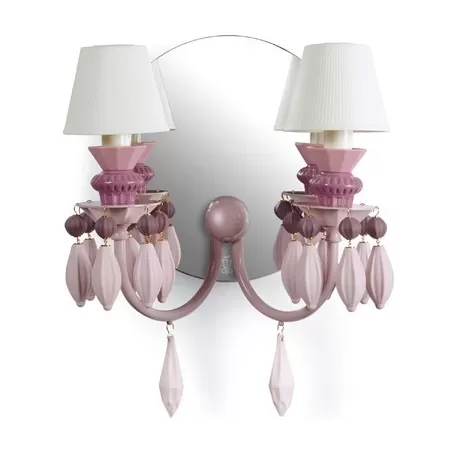 Belle de nuit aplique muro 2 lampade, rosa - Lladrò