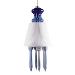 Belle de nuit lampada litofania pendente, azzurro - Lladrò